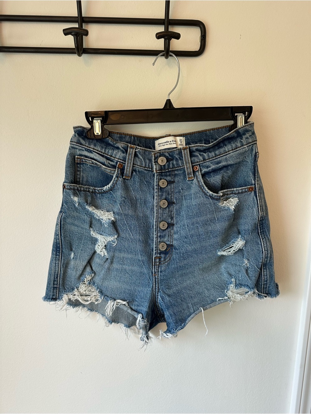 Abercrombie Ultra High-Rise Mom Denim Shorts, Distressed, 27(4)